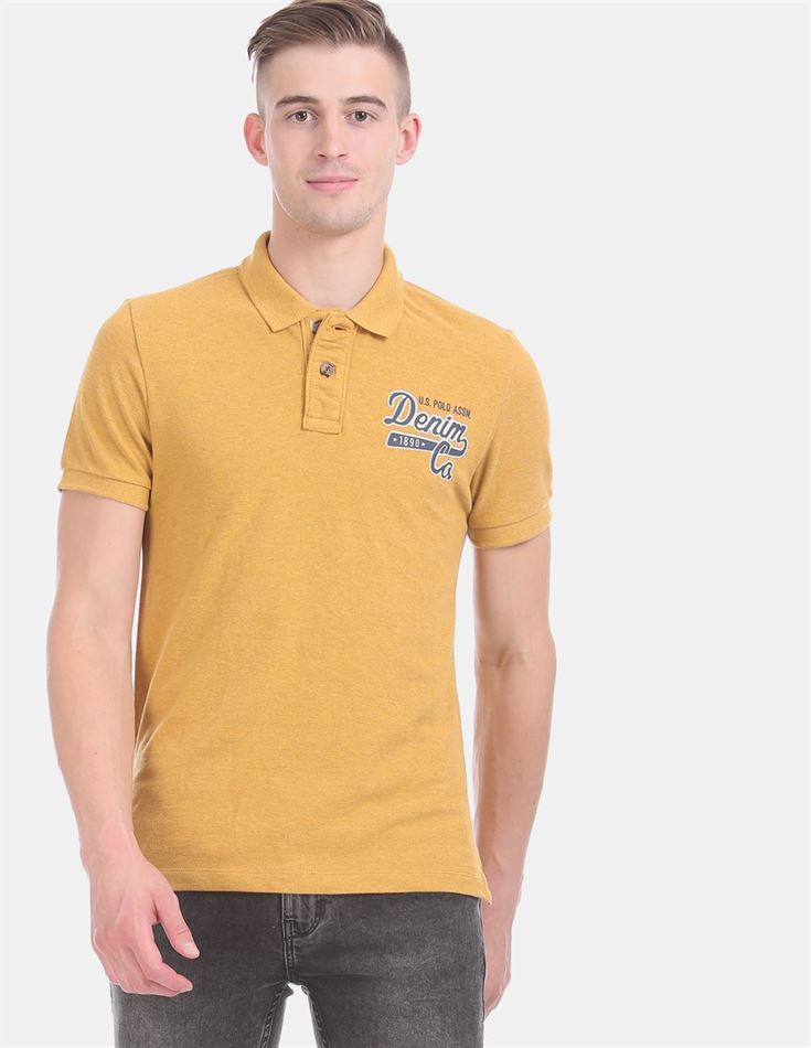 U.S.Polo Assn. Men Casual Wear Yellow T-Shirt